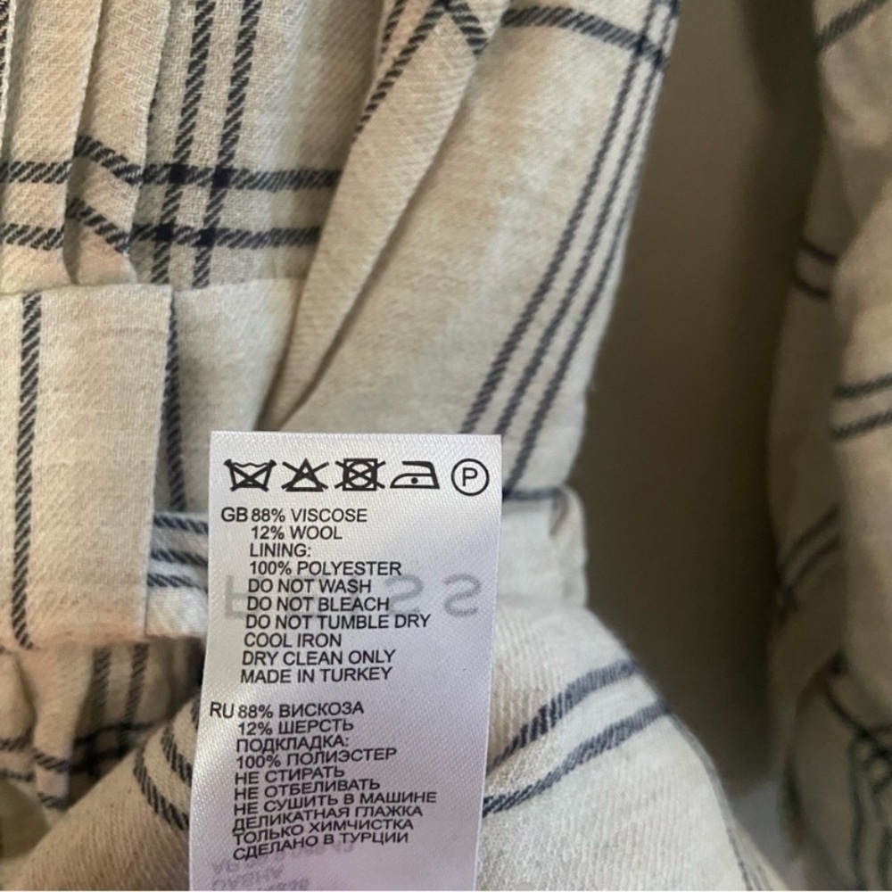 New! Reiss Sasha long sleeve plaid check dress grey white 2839 - Picture 9 of 14